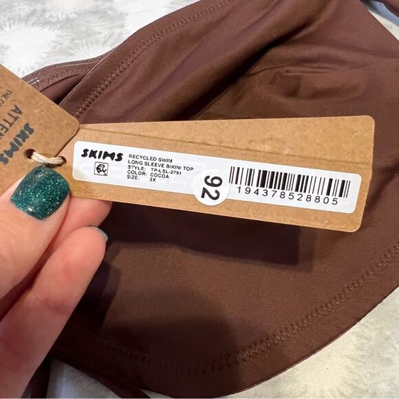 NWT Skims Long Sleeve‎ Bikini Top Only Cocoa 3X Swim Brown - Picture 4 of 5